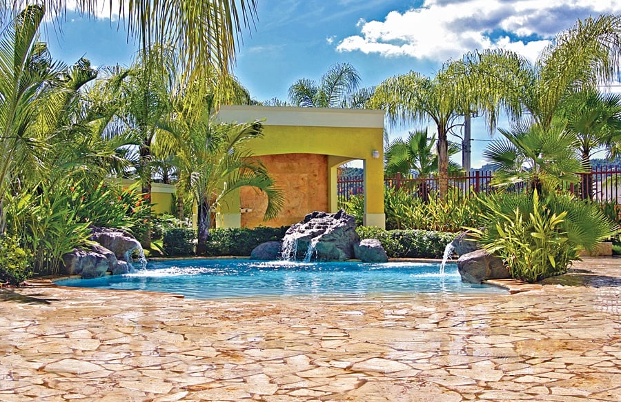 Showcasing zero beach entry pool with resort style