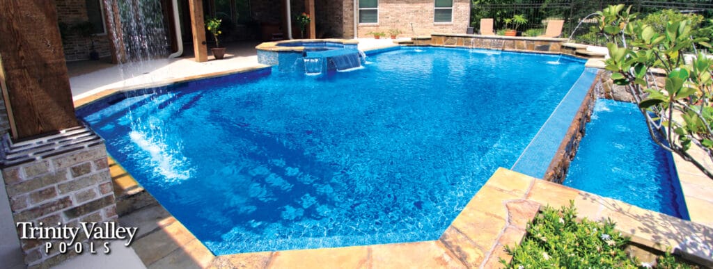 Geometric swimming pool with hexagon spa in Palestine.
