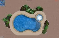 3D rendering of a custom freeform gunite pool and spa design
