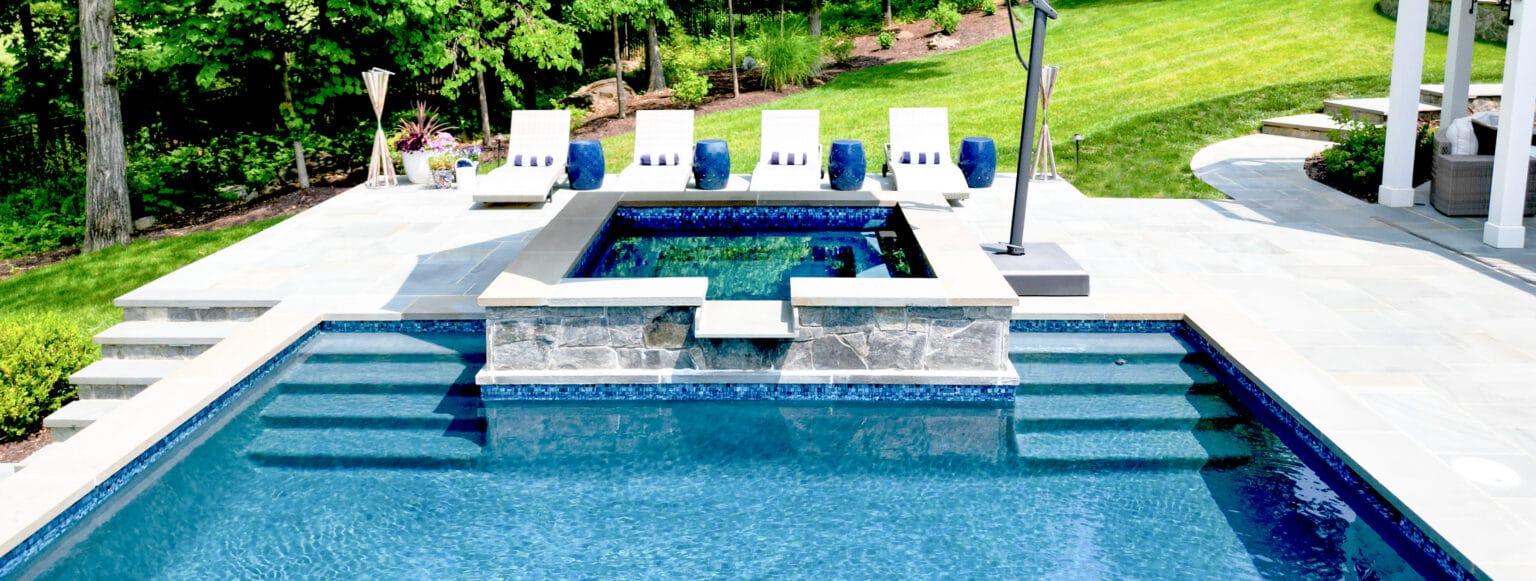 Modern backyard pool installation in Maryland