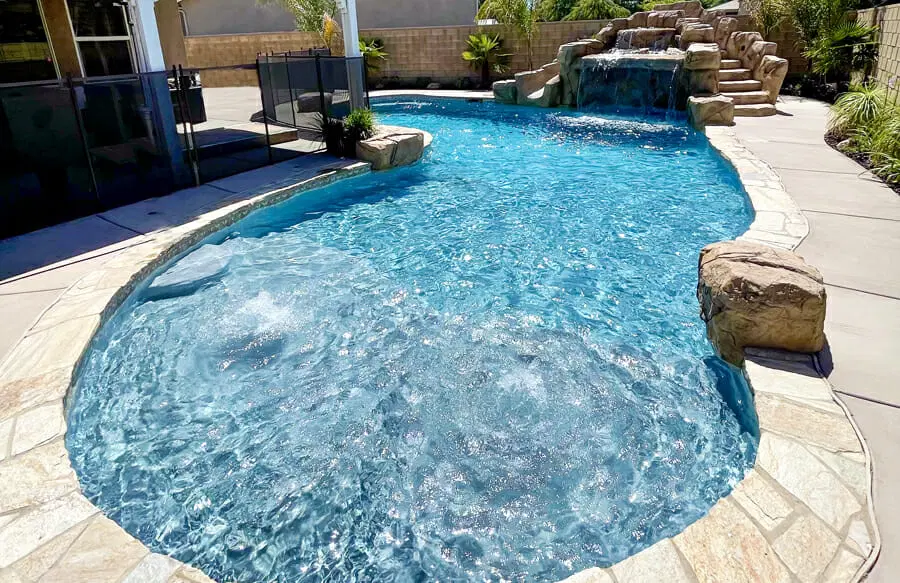 Custom swimming pool featuring detailed outdoor finish