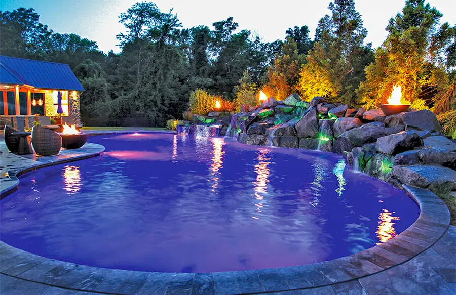 LED swimming pool lighting for enhanced backyard ambiance