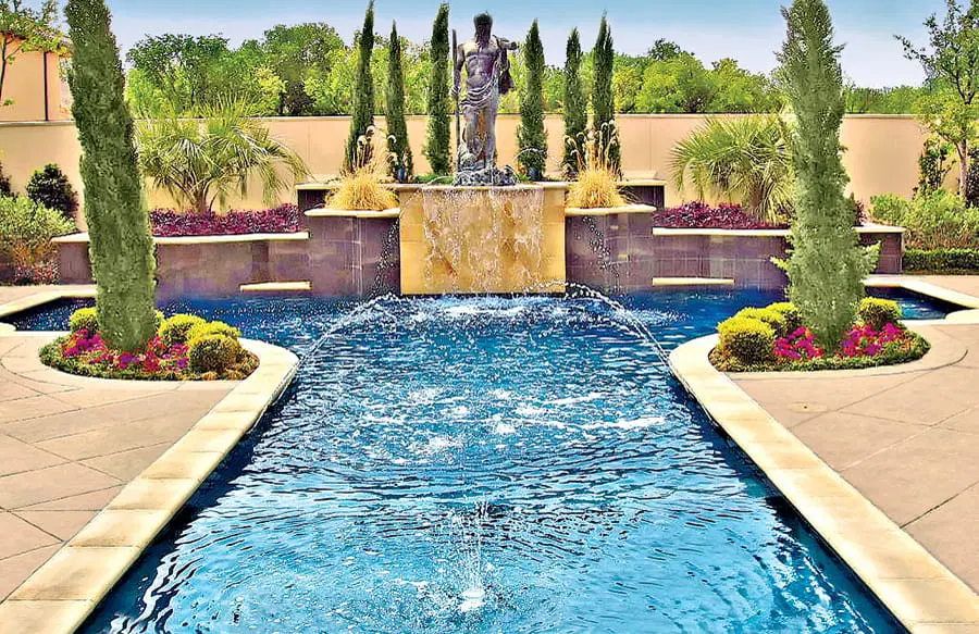 Luxury backyard pool construction in Clear Lake