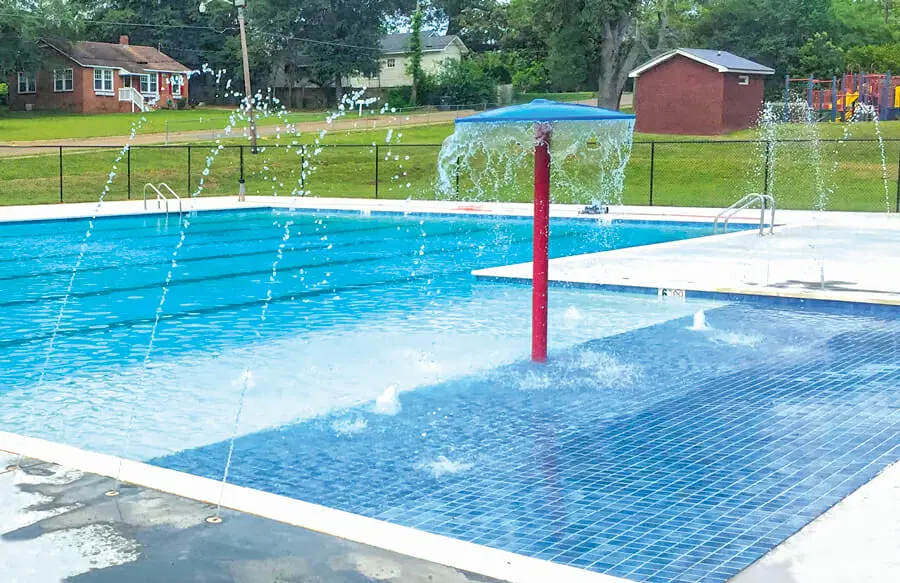 Outdoor pool area design in Opelika
