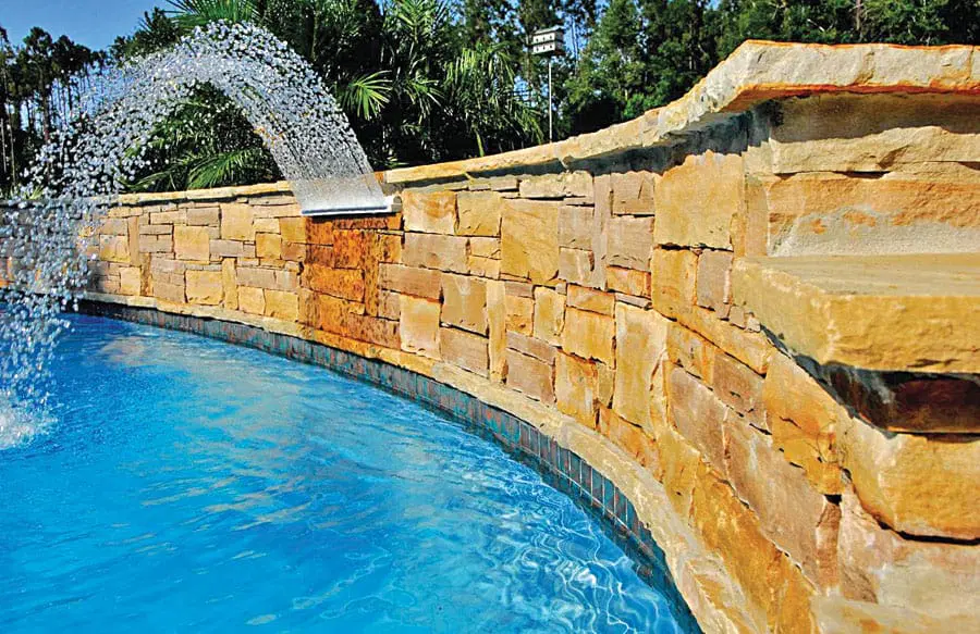 Luxury inground swimming pool view