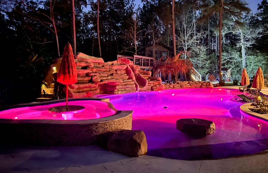 Elegant custom backyard pool in Bryan College Station