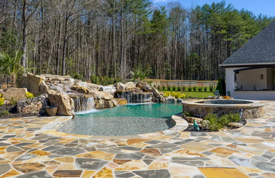 Luxury inground swimming pool in Upstate Greenville backyard