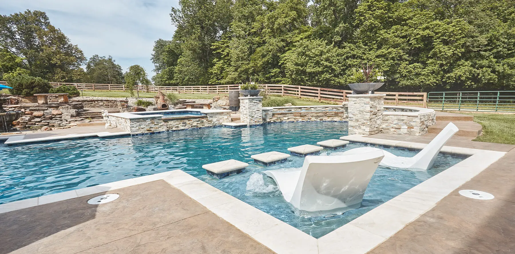 Showing a shallow pool lounge with in-water chairs in Louisville