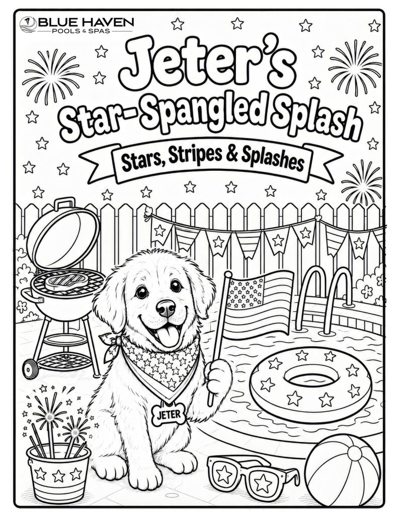 Color Jeter's patriotic pool scene with summer fun activities