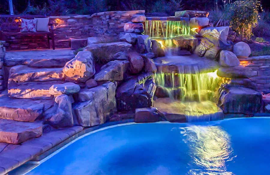 LED swimming pool spot lighting installation