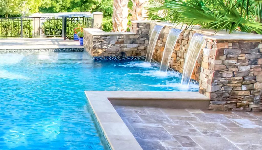 Pool cascade waterfall water feature