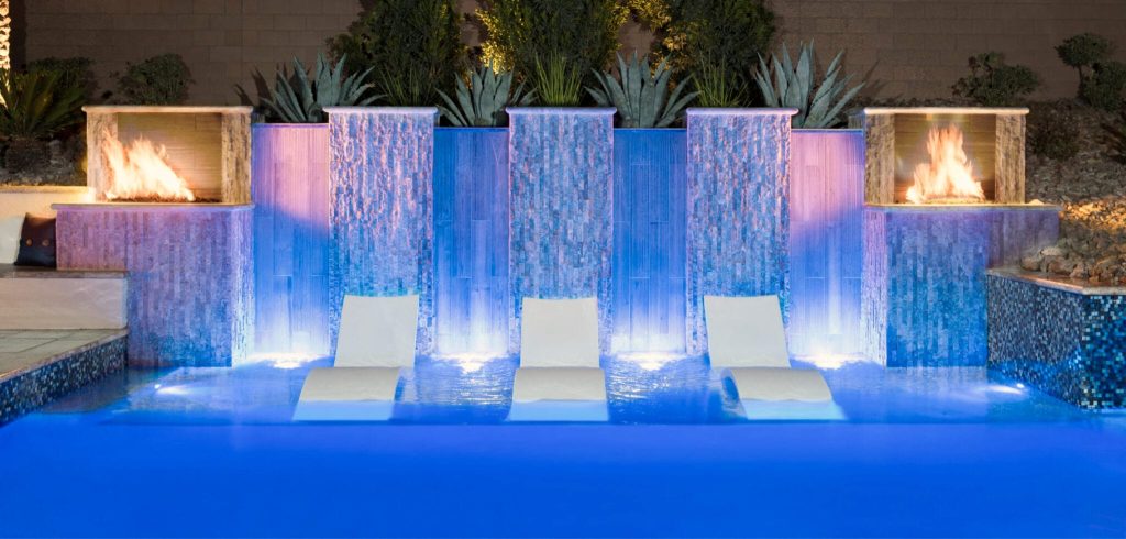 Pool fire bowl feature design
