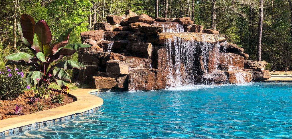 Grotto rock waterfall pool feature