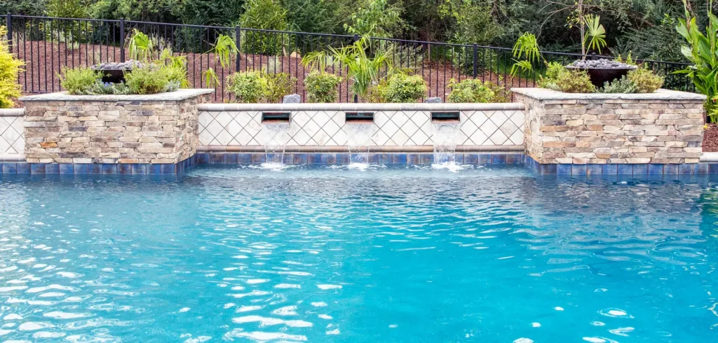 Pool with trio scupper water feature