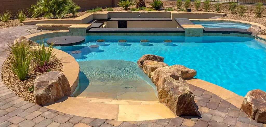 Zero beach entry inground pool design